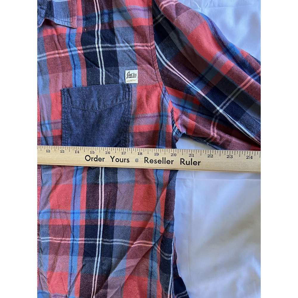 JNCO Shirt Mens 2XL Blue Red Plaid Button Down Flannel Soft Cotton Pocket Casual - Picture 9 of 11